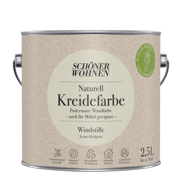 Schoner Wohnen - Schöner Wohnen Naturell Kreidefarbe 2,5 Ltr. Windstille Feines Hellgrau