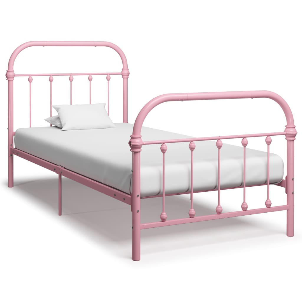 Vidaxl Bettgestell Rosa Metall 90×200 Cm