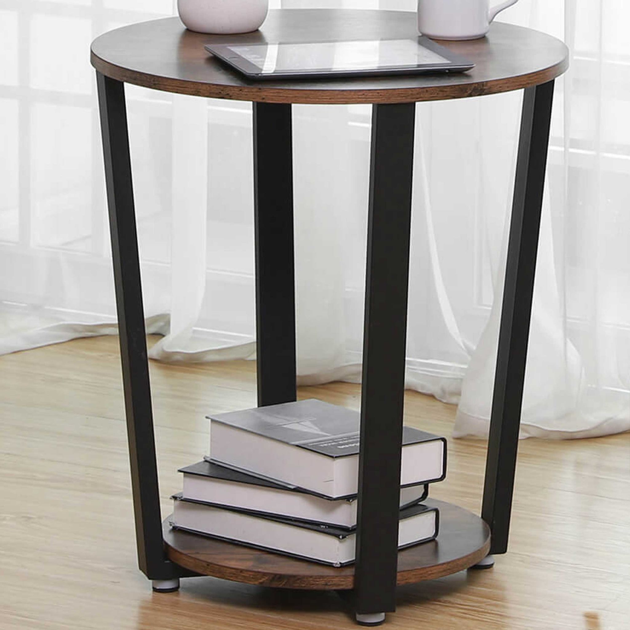 Vasagle - Table D'Appoint, Table Ronde, Bout De Canapé De Style Industriel, Montage Facile, Armature En Fer, Pour Salon, Chambre, Stable, Rétro Par Songmics Let57x