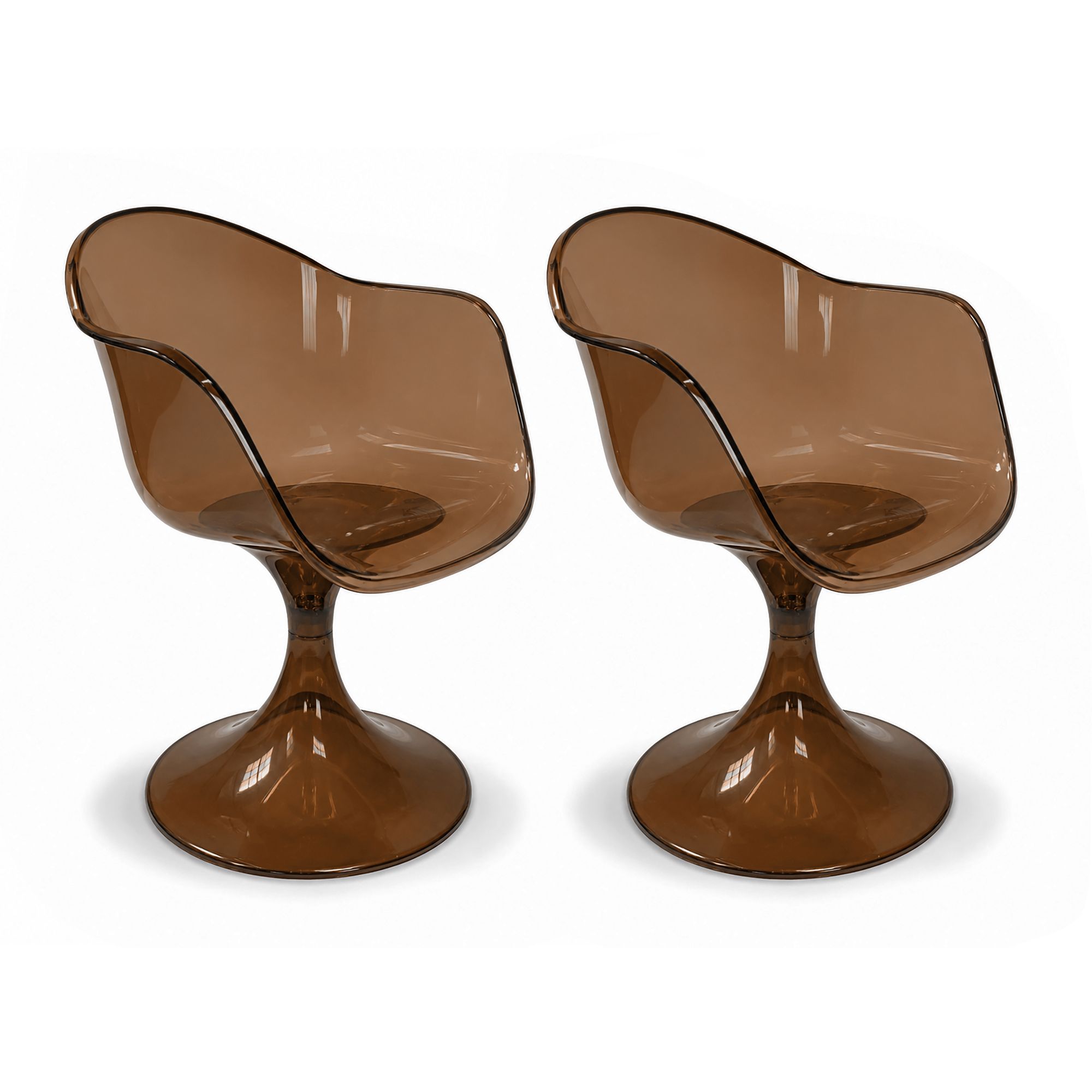 Lot De 2 Fauteuils De Table En Résine Acrylique, Glam