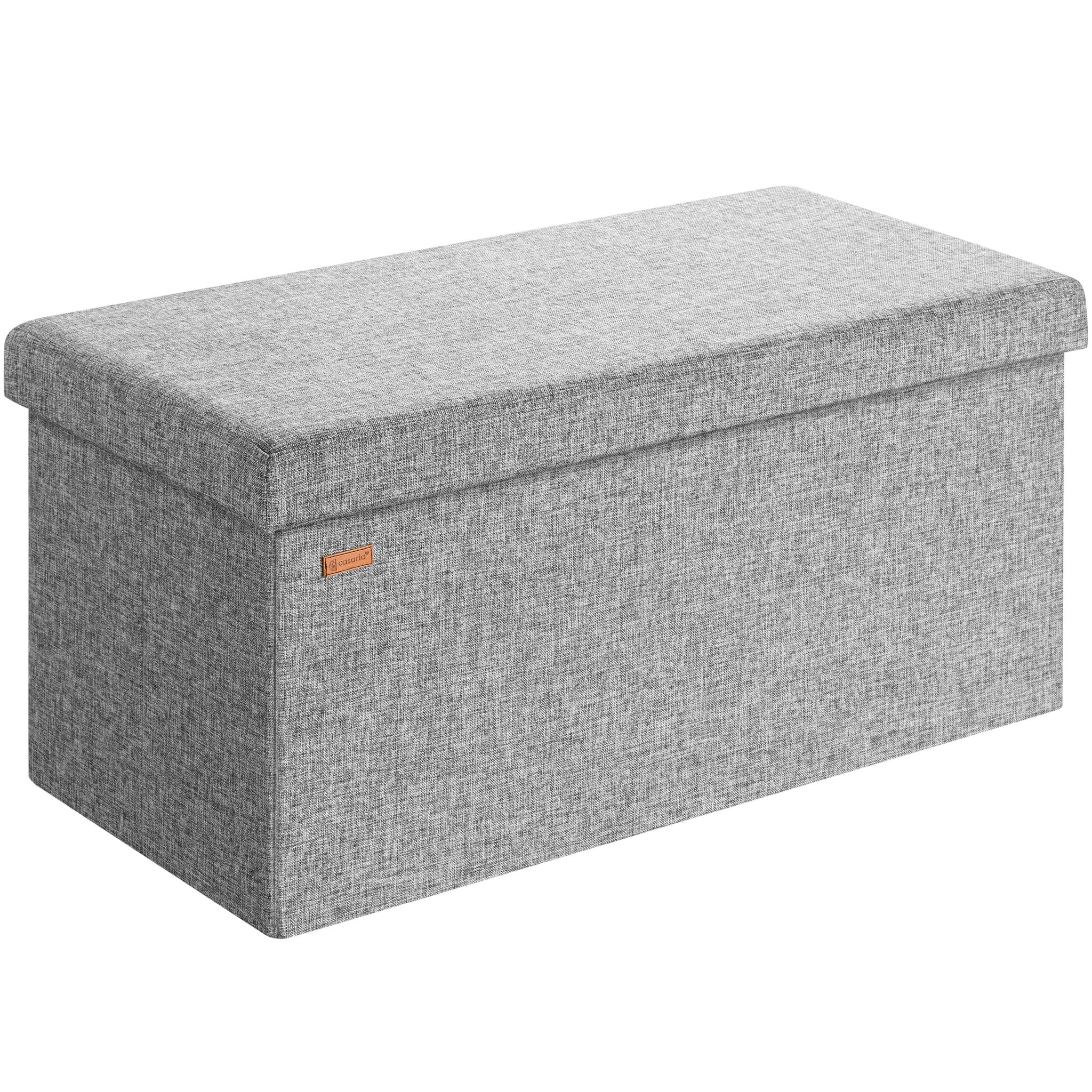 Casaria® Sitzbank Mit Stauraum Faltbar Gepolstert Deckel Schlafzimmer Wohnzimmer Flur Sitztruhe Truhenbank Polsterbank L - Grau
