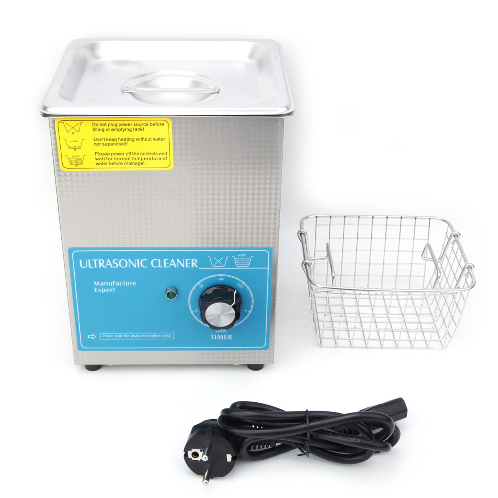 Nettoyeur ultrasonique industriel 1,3 L en acier inoxydable, minuterie 0-20 min, 200-240 V