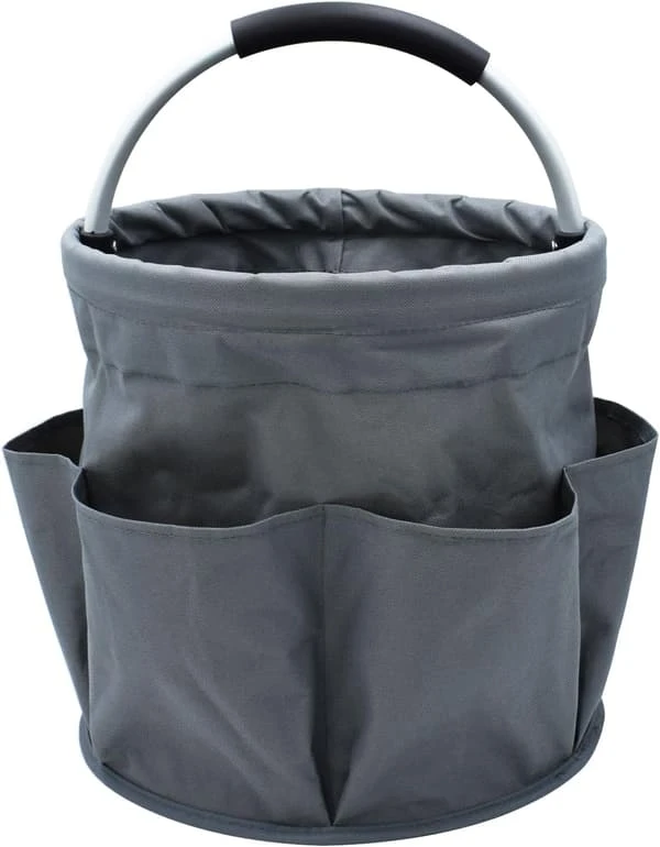 Sac à outils de jardin pliable 17 L, panier de récolte en tissu Oxford 600D, 28 x 28 cm, 6 poches