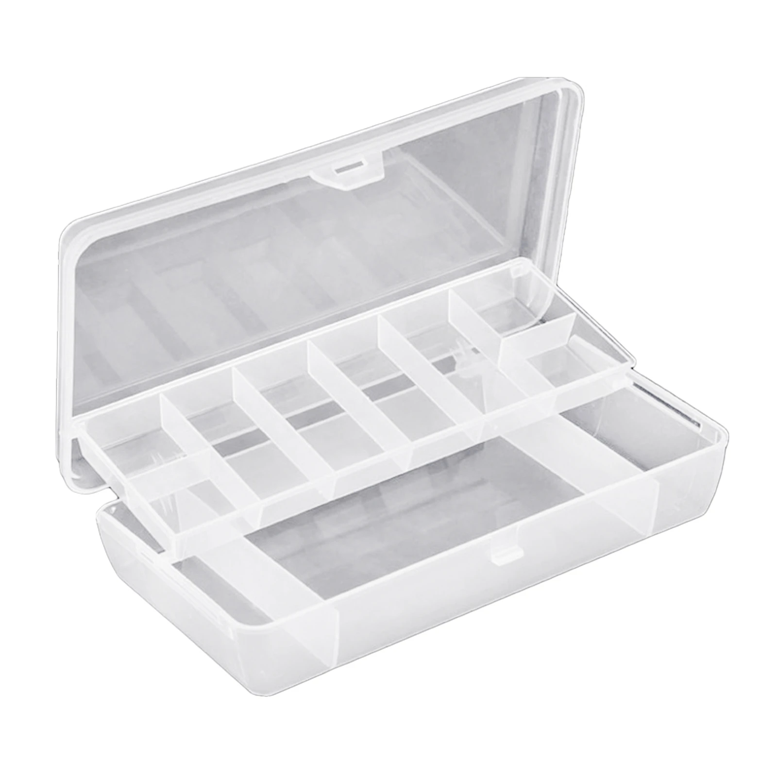 Boîte de rangement d'outils double face à compartiments, plastique, 21 x 11 x 4,2 cm, blanc