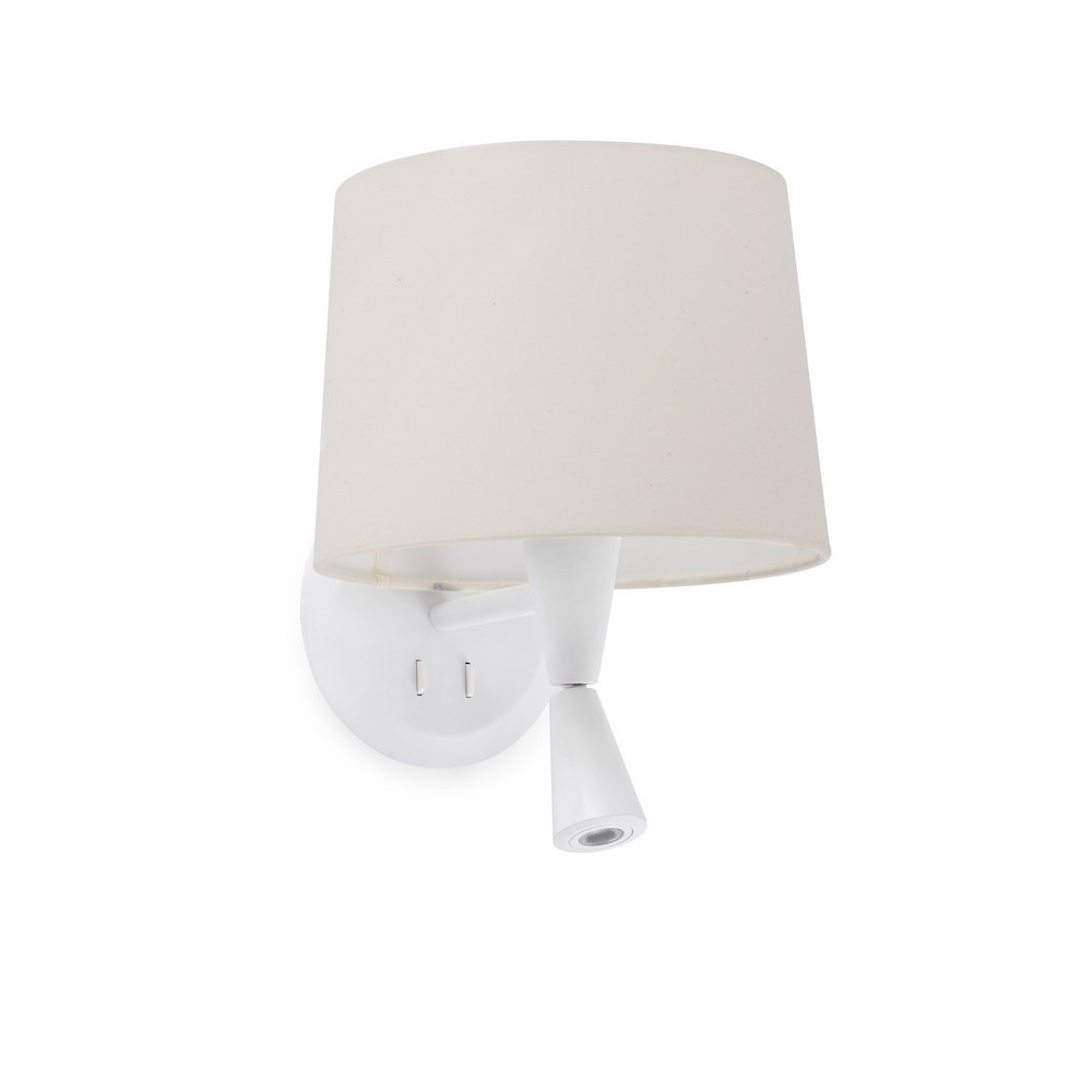 Faro Barcelona Weiß Conga Wandleuchte Innen Mit Leser /Beige 64308-02