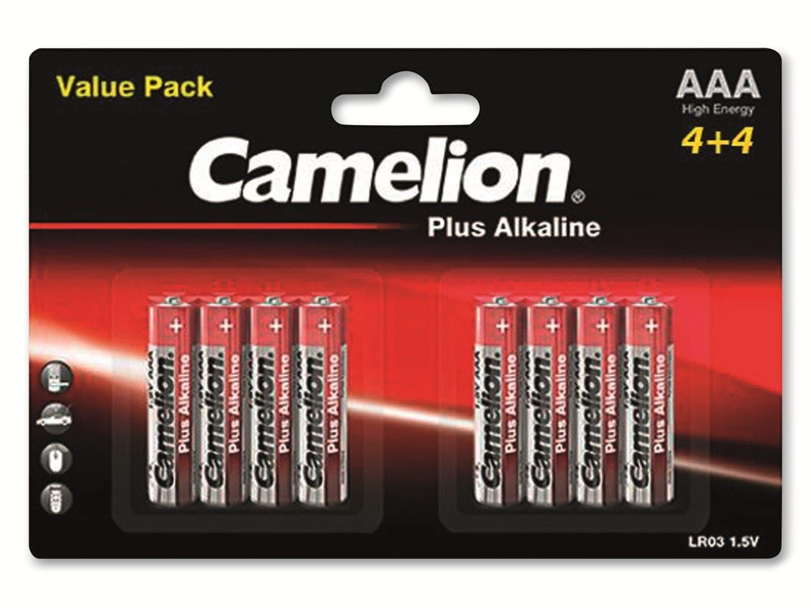 Camelion Plus Alkaline AAA (LR03), 8 (4+4) value pack (8 Stk., AAA, 1250 mAh), Batterien + Akkus - Bild 3