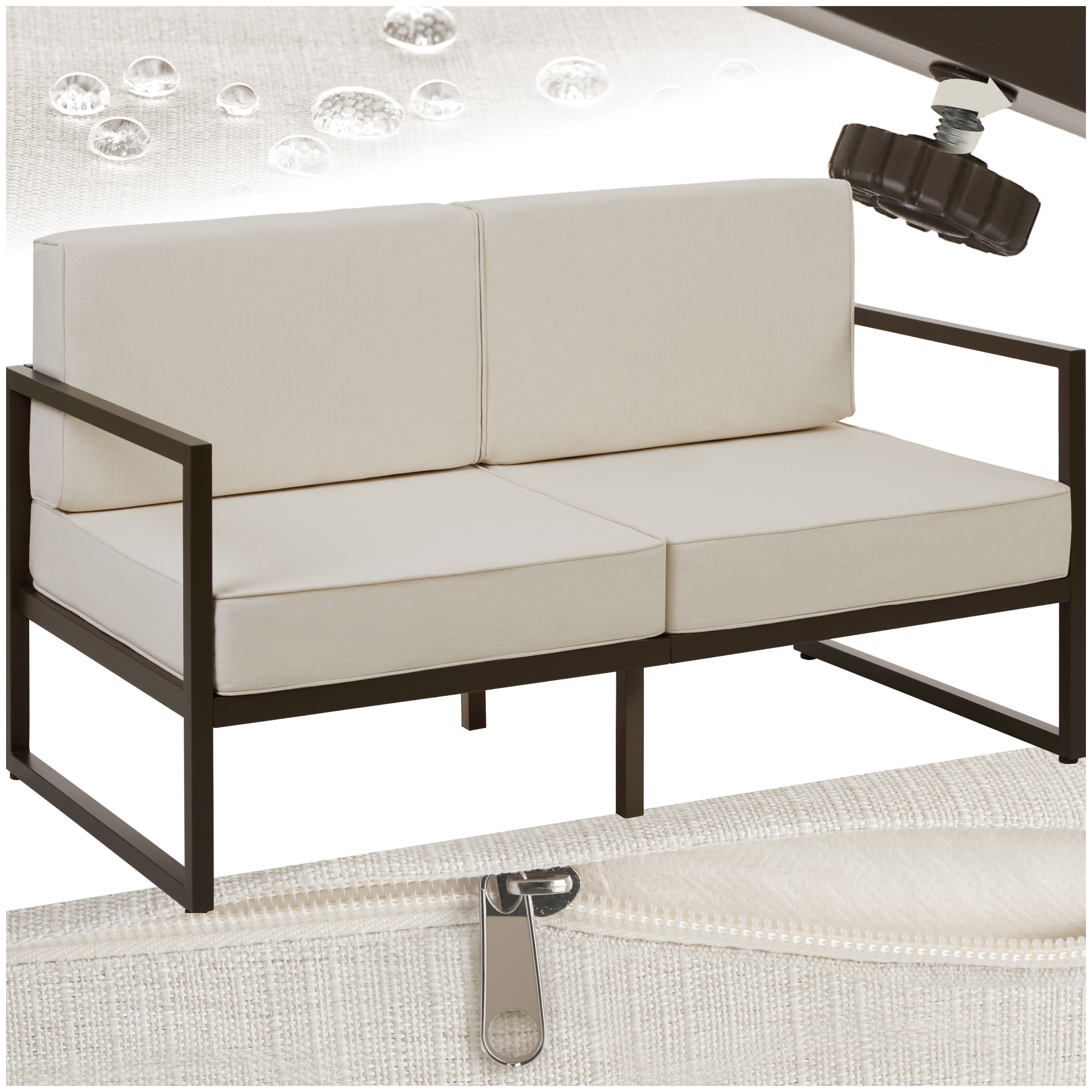 Tectake - Canapé De Jardin Comosa 2 Places Avec Rembourrage Épais