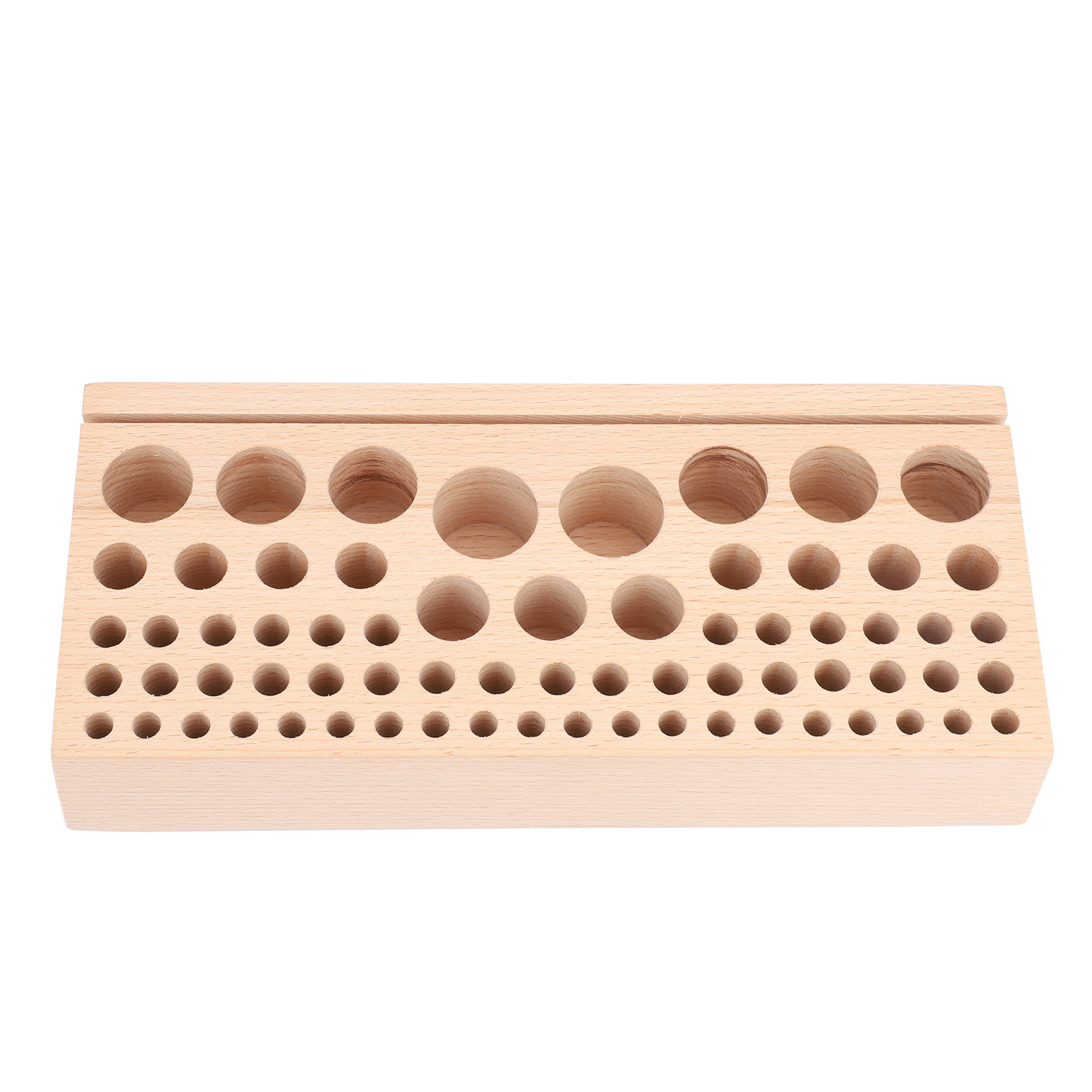 Porte-outils en cuir et bois de hêtre, 68 trous de tailles différentes, rangement d'outils de maroquinerie