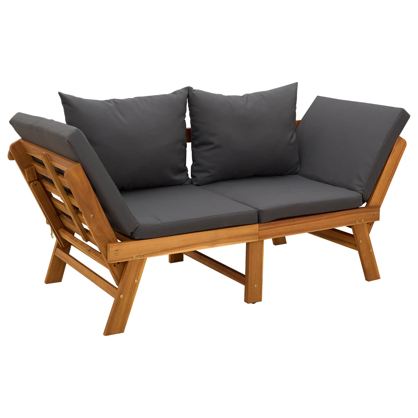 Vidaxl Dunkelgrau 3-In-1 Garden Bench With Cushions Solid Acacia Wood Dark Grey