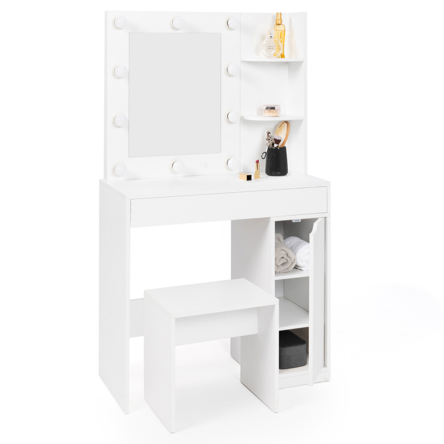 Idmarket - Coiffeuse Zelia Miroir Led Avec 1 Tiroir