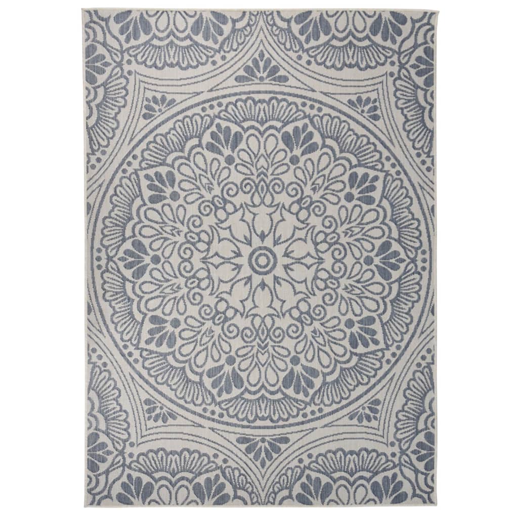 Outdoor Flatweave Rug 120x170 Cm Blue Pattern Vidaxl