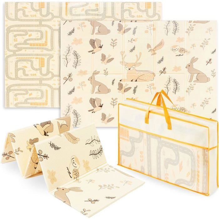 Tapis D'Éveil Bébé Antidérapant Imperméable 120x180 Cm – Surface Double