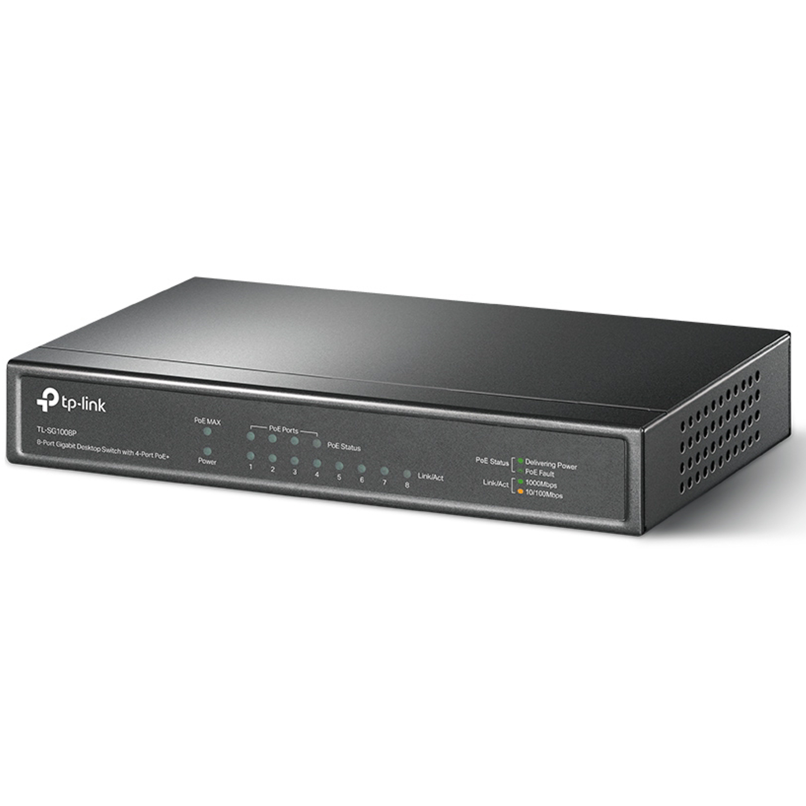 Tp-Link 8X Port Desktop Gigabit Unmanaged Switch Mit 4X Poe Schwarz Tl-Sg1008p - Bild 9