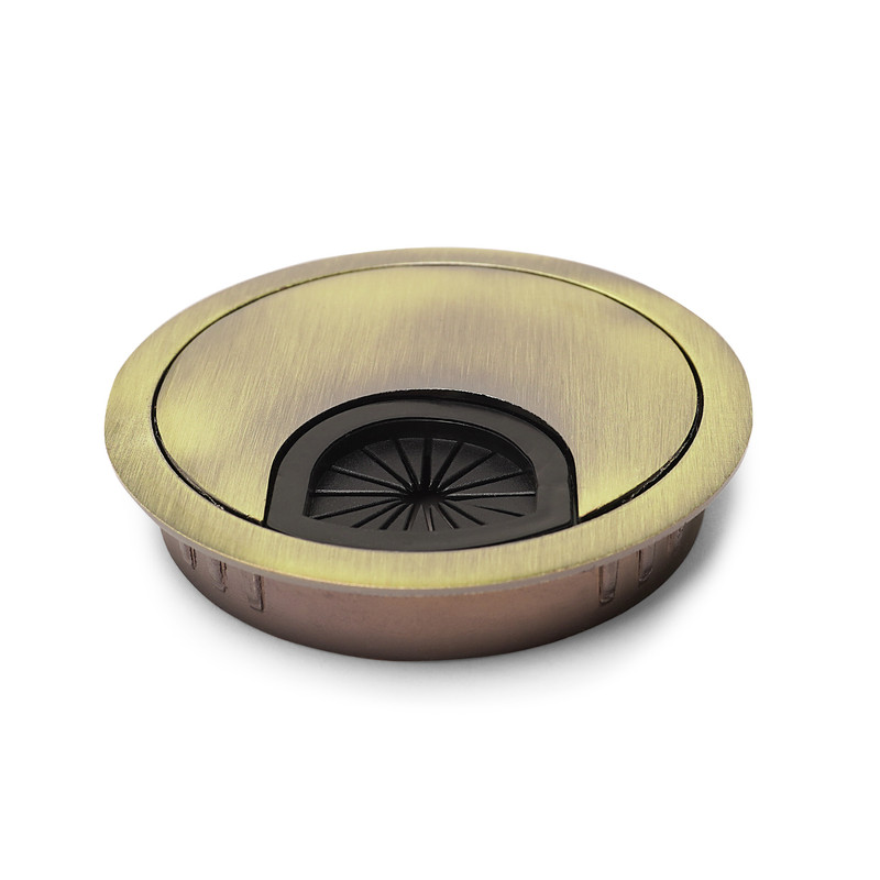 Lot De 2 Passe-câbles Ronds De Bureau En Métal Avec Couvercle, Pour L’organisation Des Câbles – Ø 80 Mm, Bronze