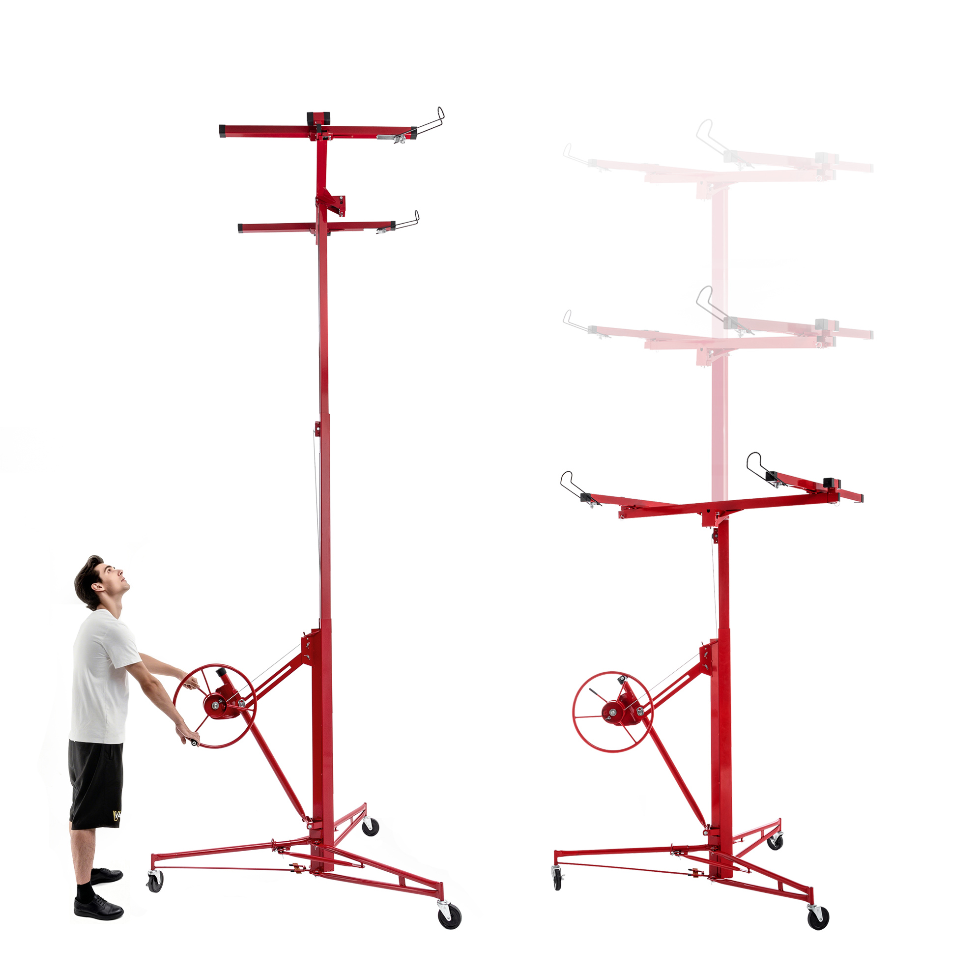 Support réglable pour plaques de plâtre en acier, inclinaison 60°, hauteur 140-350 cm, 68 kg