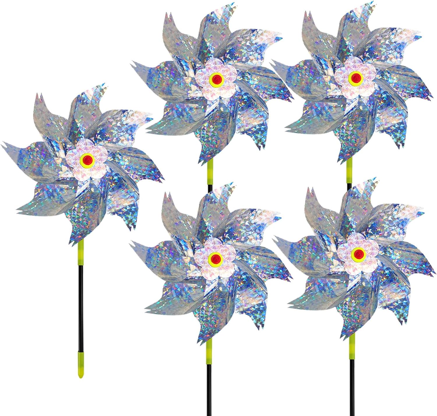 5 Pcs Reflektierende Windmühlen Vogel Abweisend Für Balkon Obstgarten Hof Dach Anti-taube