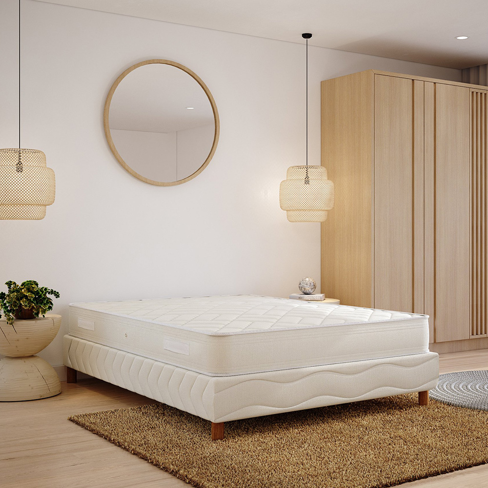 Elite Mattress - Ensemble 160x200 Zen Sommier + Matelas Hauteur 20cm