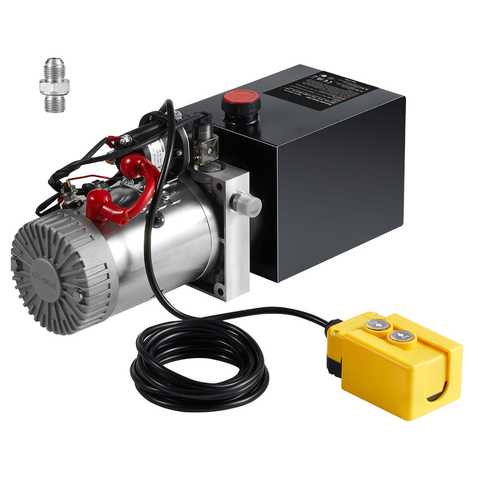 Pompe hydraulique 12V simple effet 1,6 kW pour benne de remorque, réservoir 8 quarts, connecteur SAE#6