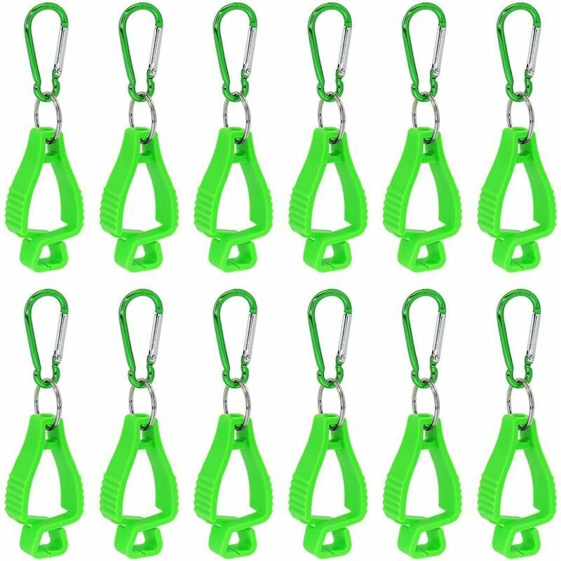 Support métallique pour gants de travail, ceinture à pinces, couleur verte, lot de 12