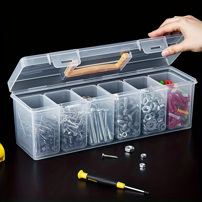 Boîte de rangement transparente à compartiments multiples, 6 petites boîtes et 1 grande, lot de 7