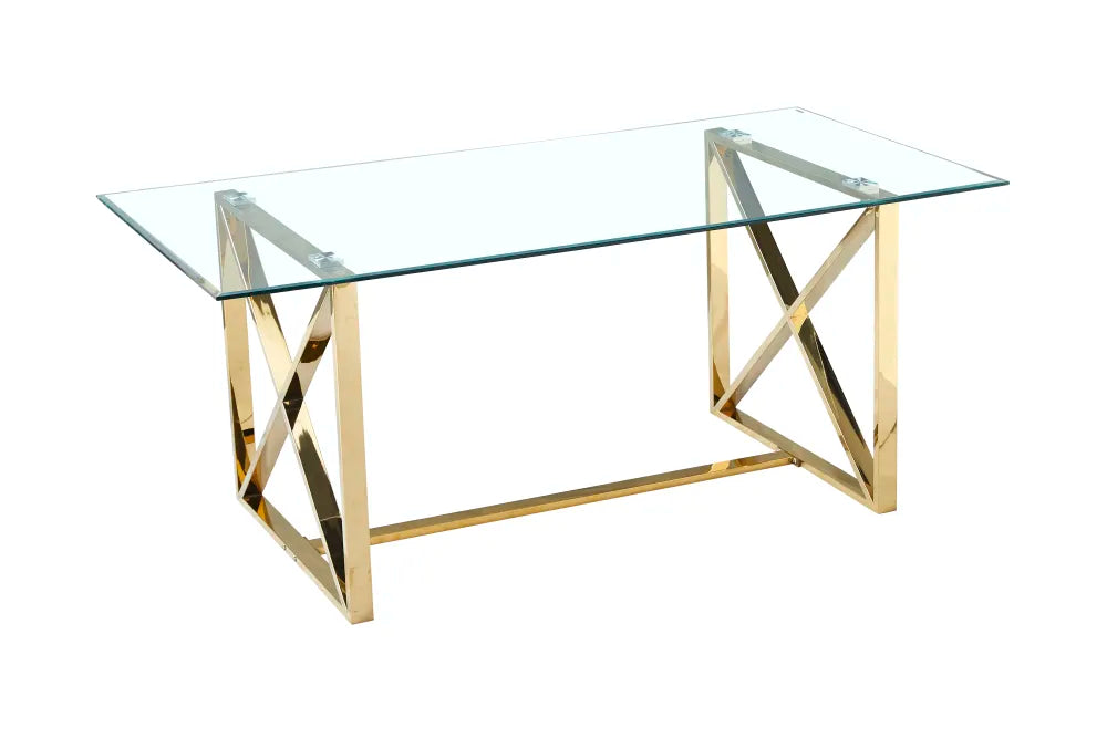 Homy France - Table À Manger Kensy 6 À 8 Personnes Gold Verre