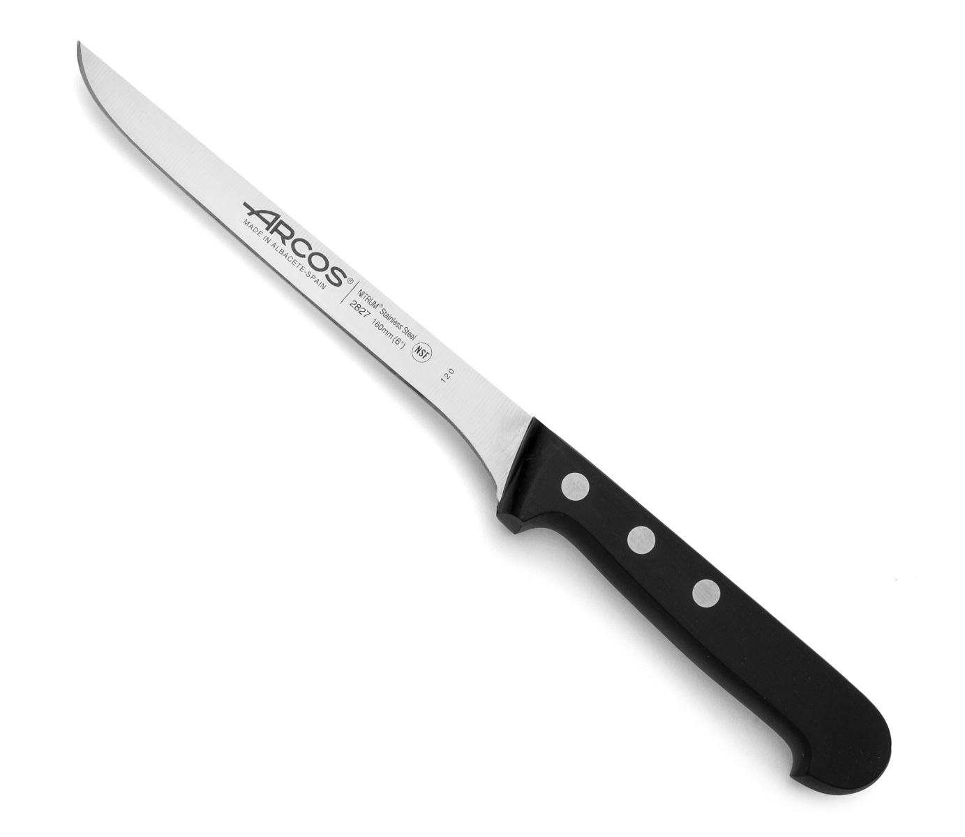 Arcos Schwarz Filetiermesser Universal 282704 Aus Nitrumstahl, Mit Mango Aus Polyoxymethylen Und 16 Cm Klinge Im Koffer