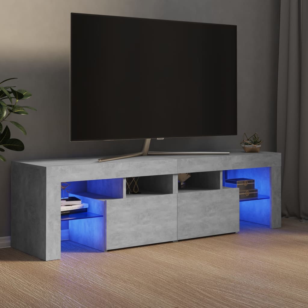 Vidaxl - Meuble Tv Avec Lumières Led Gris Béton 140x36,5x40 Cm