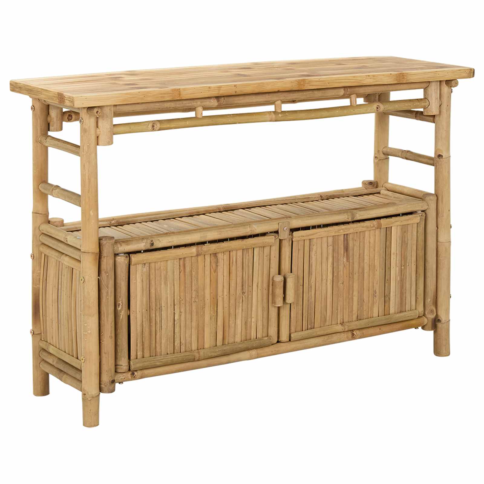 Vidaxl Console Table With Shelf Natural 110 X 35 X 75 Cm Bamboo
