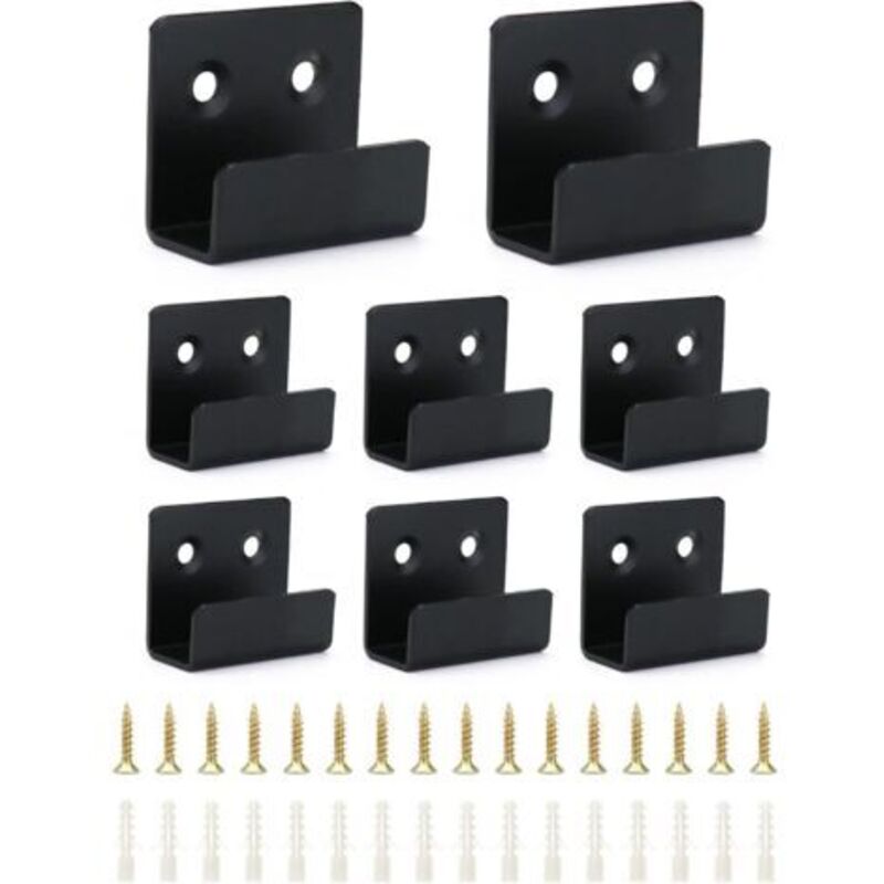 Crochet mural robuste en acier inoxydable, noir, 16 mm de largeur intérieure, lot de 8