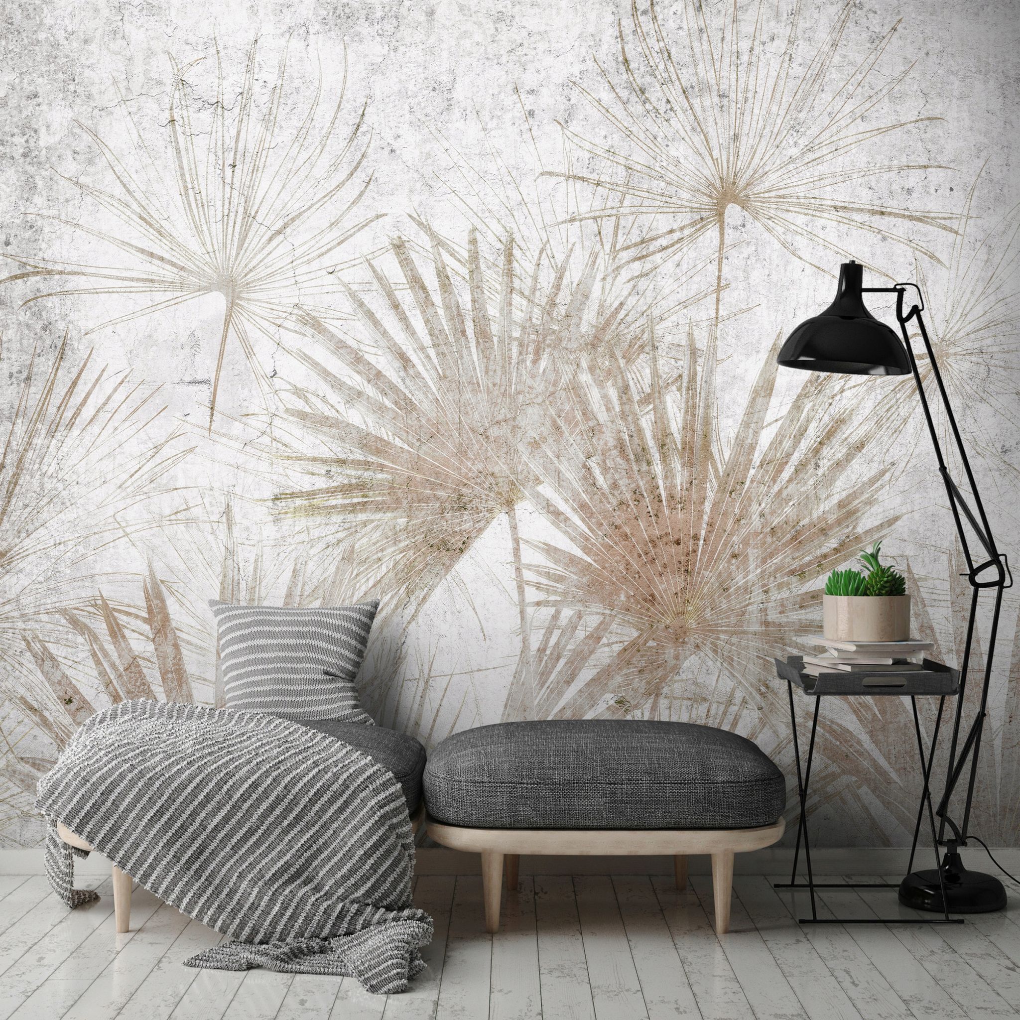 Wallarena Vlies Fototapete Blätter 350x250 Cm, Tapeten, Für Wohn Und Schlafzimmer, Vliestapete Wandtapete Tapete 3d Effekt- Inkl. Kleister - Beige Natur
