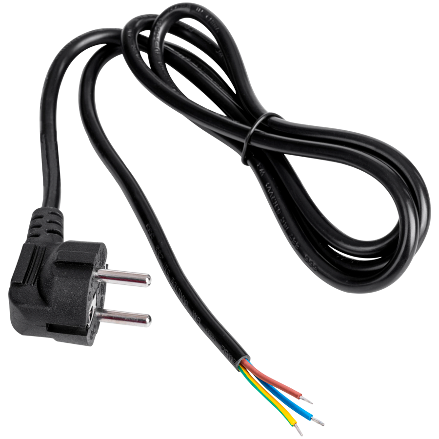 Akyga Schwarz Strom Anschlusskabel [1X Offene Kabelenden - 1X Schutzkontakt-Winkelstecker] 1.50 M