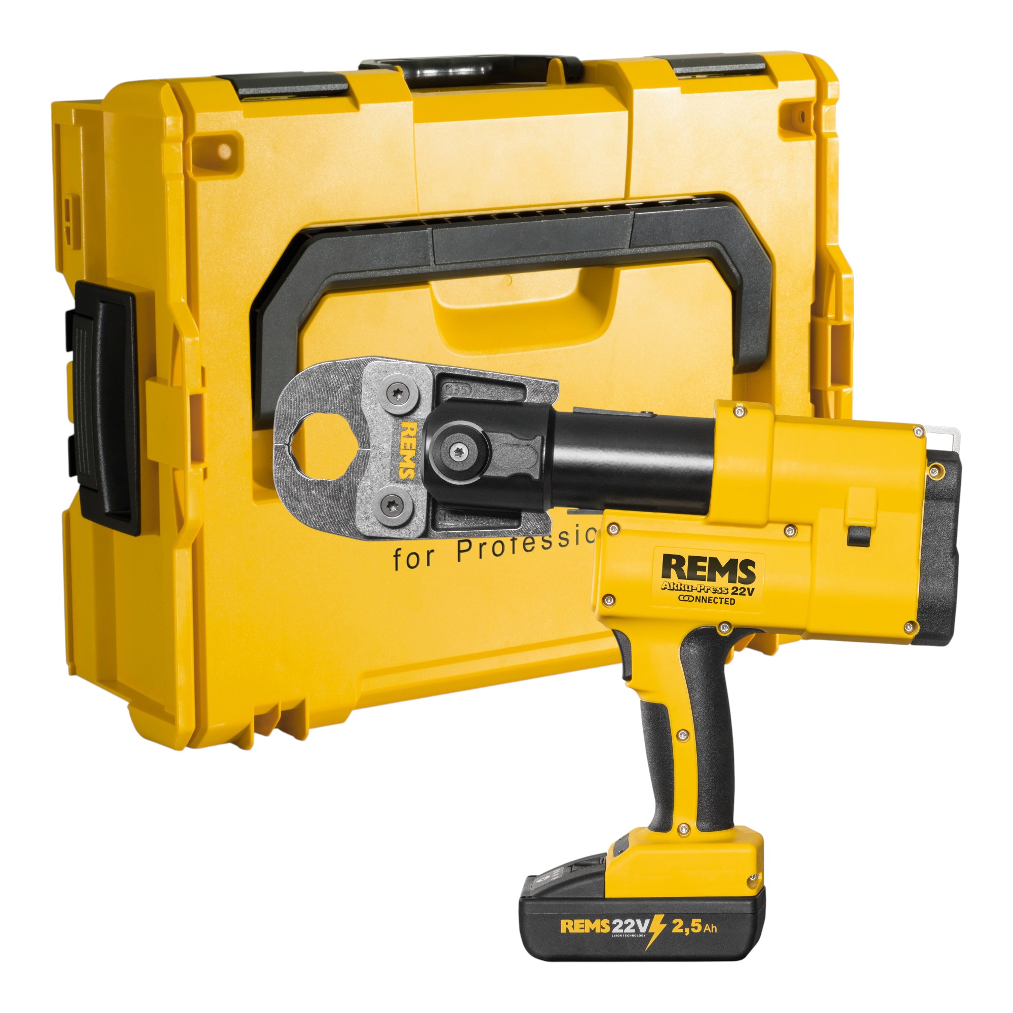Rems 22v Connected Basic-pack Pressa Radiale A Batteria 22 V 32 Kn ( 576015 R220 ) Brushless + 1x Batteria 2,5 Ah + Caricabatterie + L-boxx Rems