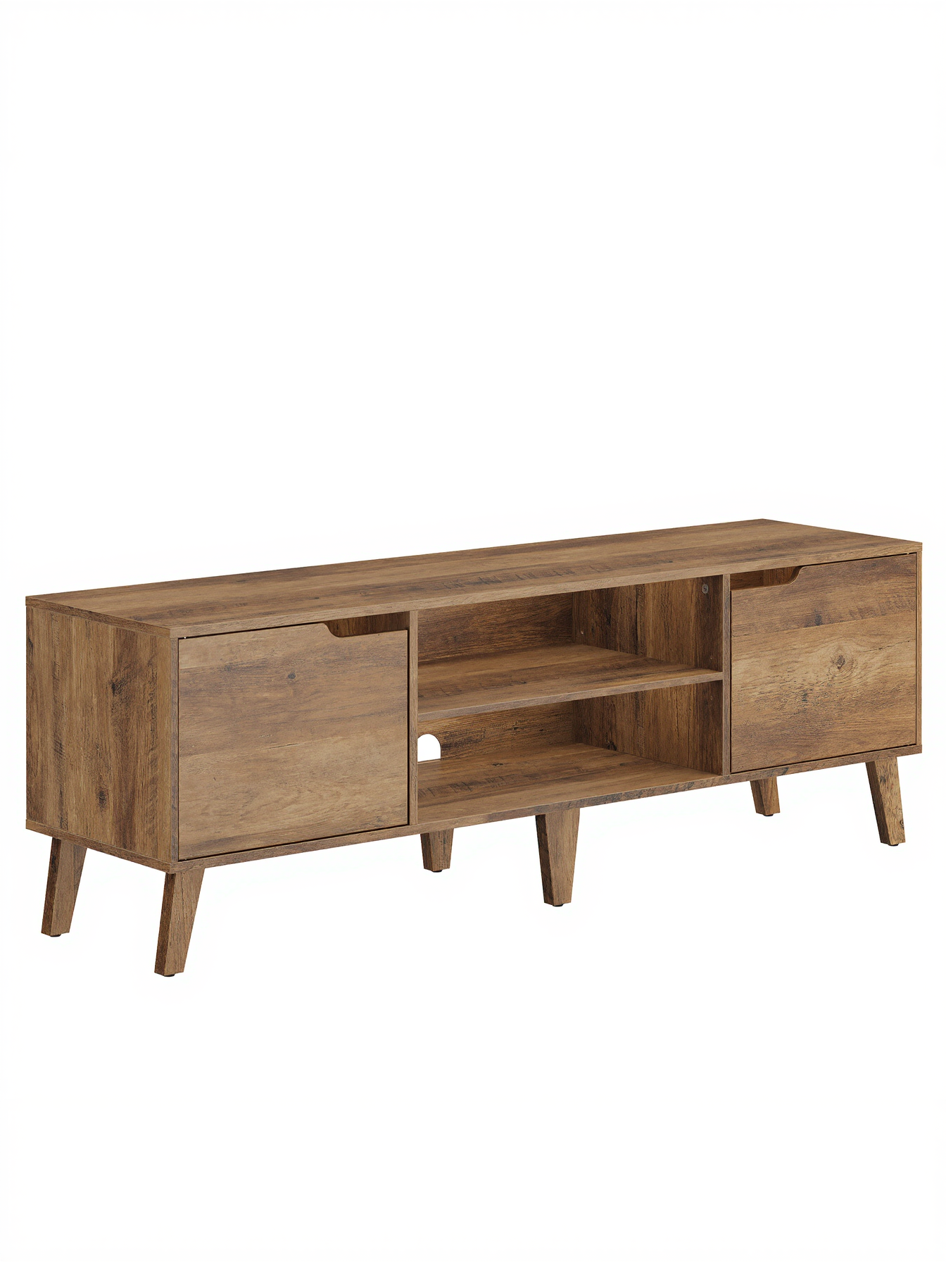 Vasagle – Meuble Tv Moderne Mi-siècle 147 Cm – Compatible Tv Jusqu'à 65 Pouces – Étagère Réglable Et Rangement Optimisé – Marron