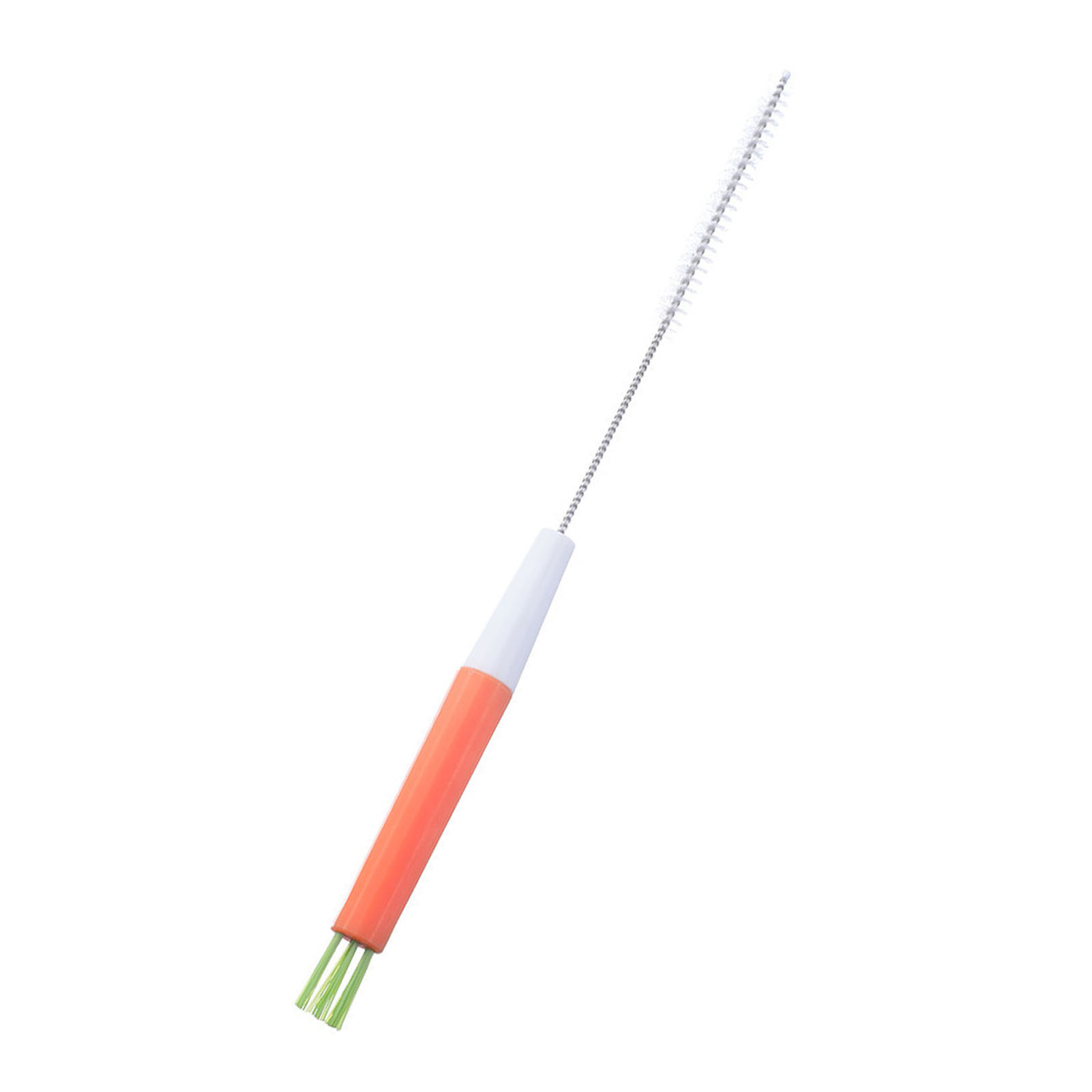 Brosse de nettoyage pour pailles, tige flexible en acier inoxydable, poils en nylon, orange