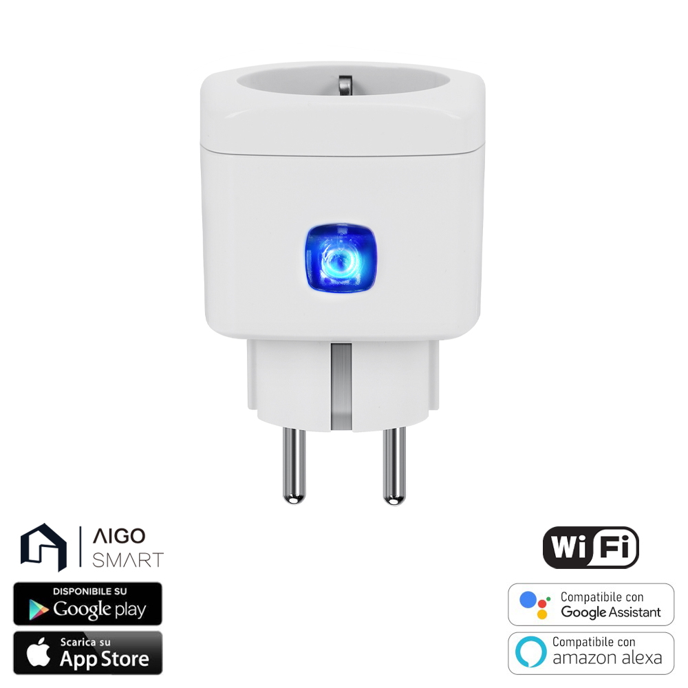 Aigostar Presa Smart Wifi Schuko 10a 2300w Alexa Google Controllo V...