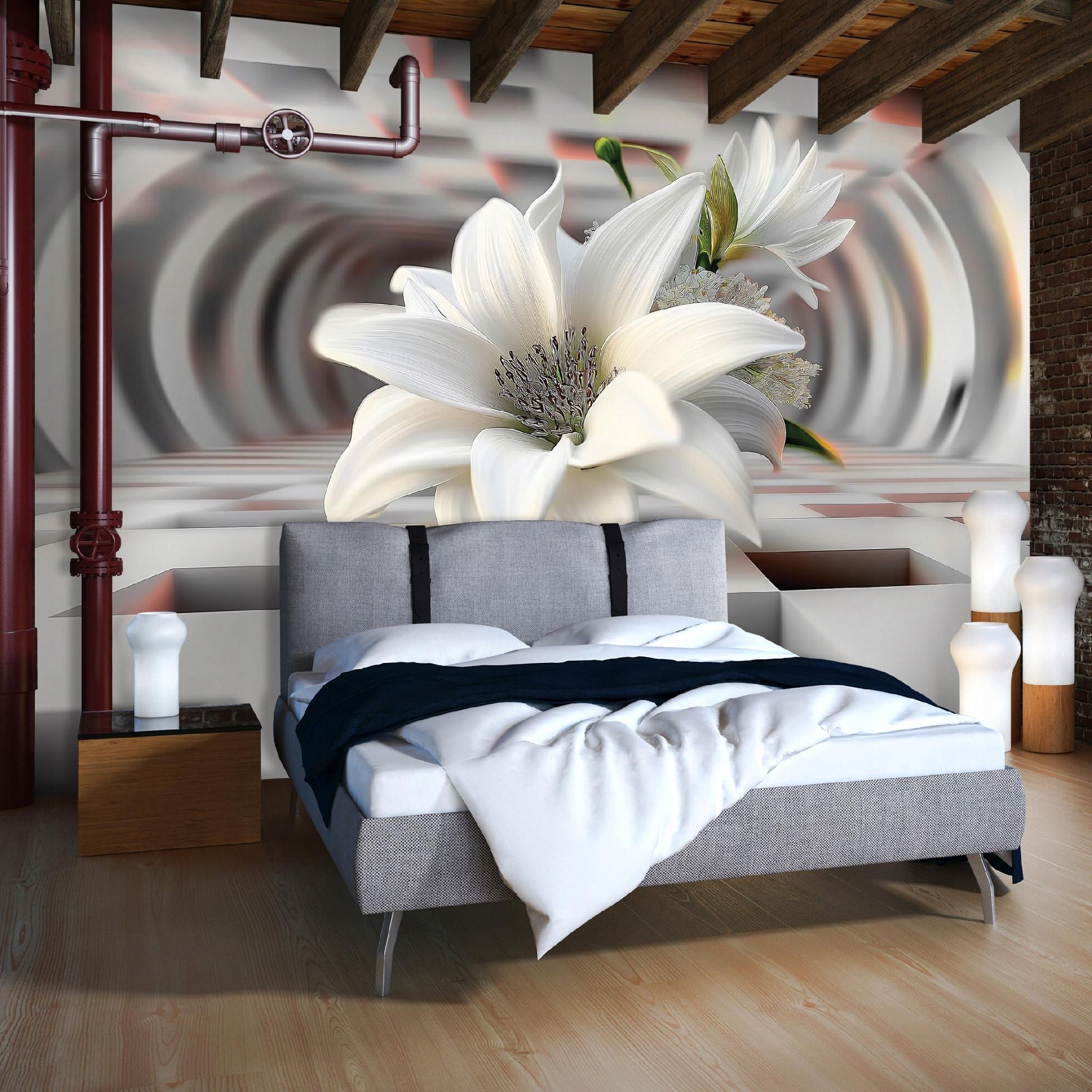 Wallarena Vlies Fototapete Lilien Blumen 350x250 Cm, Tapeten, Für Wohn Und Schlafzimmer, Vliestapete Wandtapete Tapete 3d Effekt- Inkl. Kleister - Abstrakt