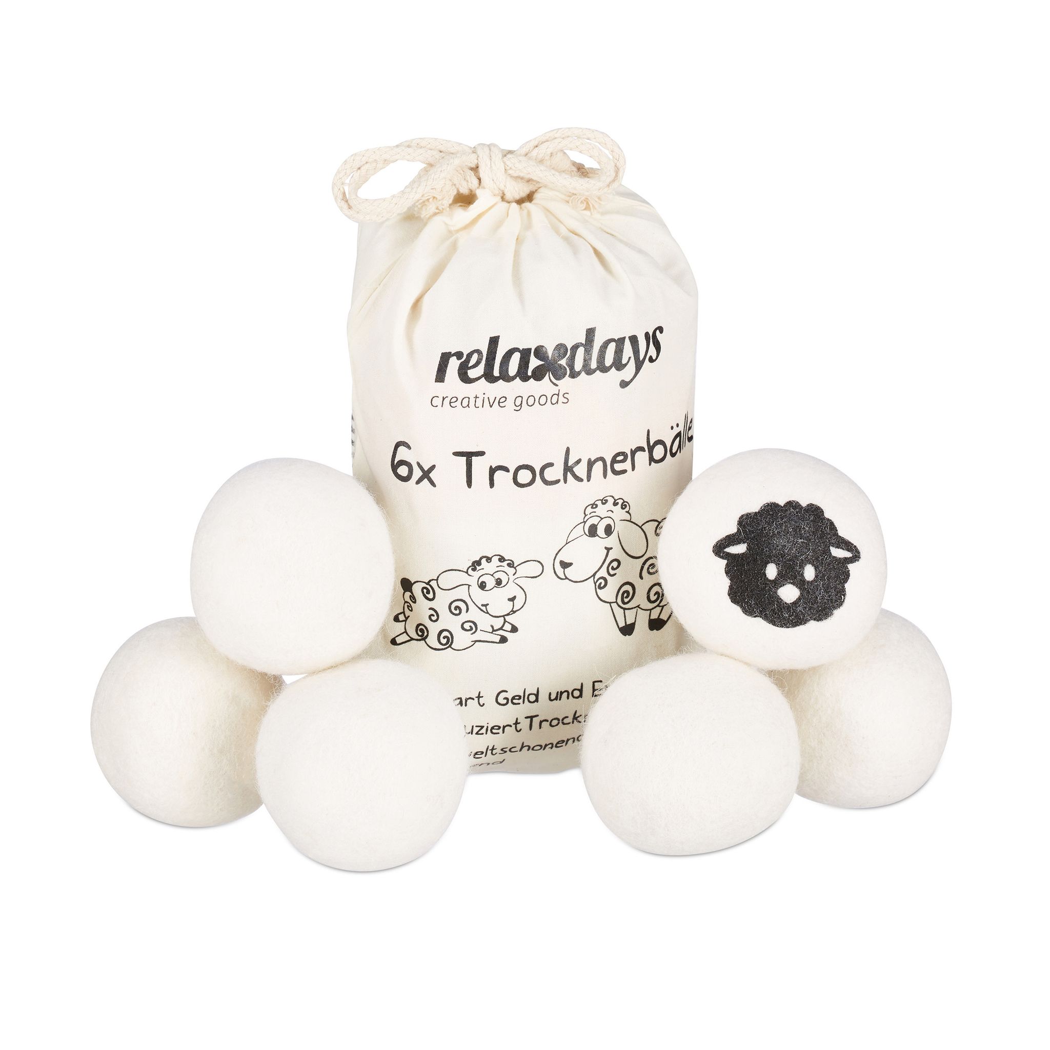 Relaxdays - Xxl Wool Dryer Balls, Set Of 24, New Zealand Balls, Eco-friendly, Ø 7 Cm, White