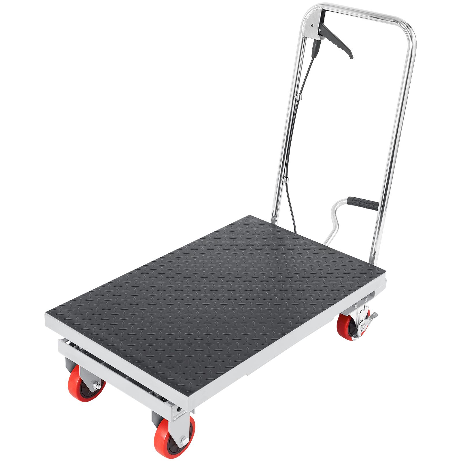 Table élévatrice à ciseaux manuelle 227 kg, hauteur de levage 72,4 cm, plateau antidérapant, 4 roues, gris