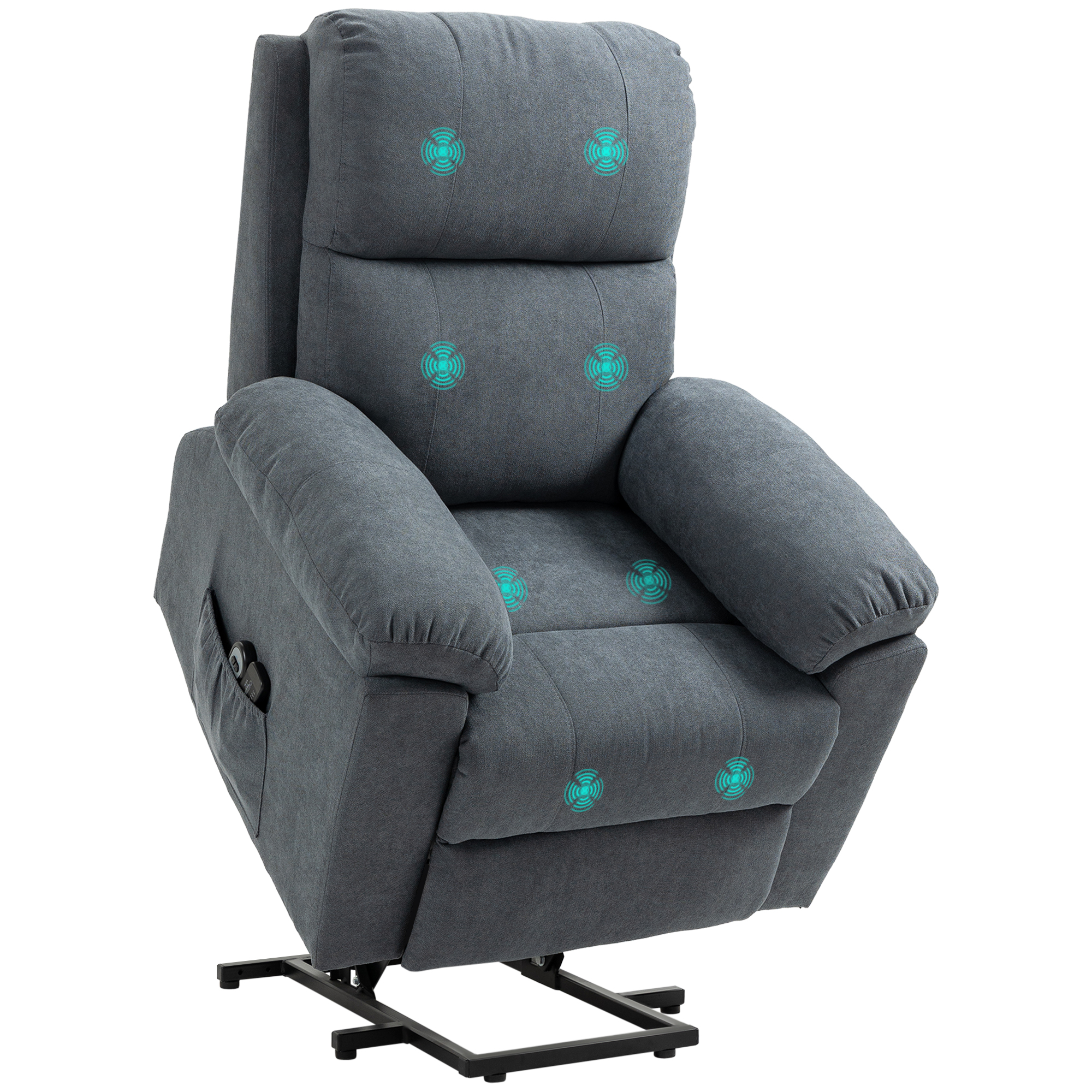Homcom - Fernsehsessel Mit Aufstehhilfe Elektrisch, Relaxsessel Mit Liegefunktion, Massagesessel Mit Fernbedienung, Seitentasche Und Fußteil, Leinenoptik Für Wohnzimmer Grau