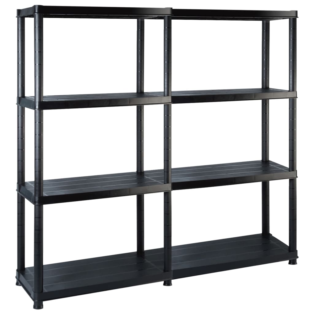 Vidaxl – Étagère De Rangement 4 Niveaux En Plastique Noir 122x30,5x130