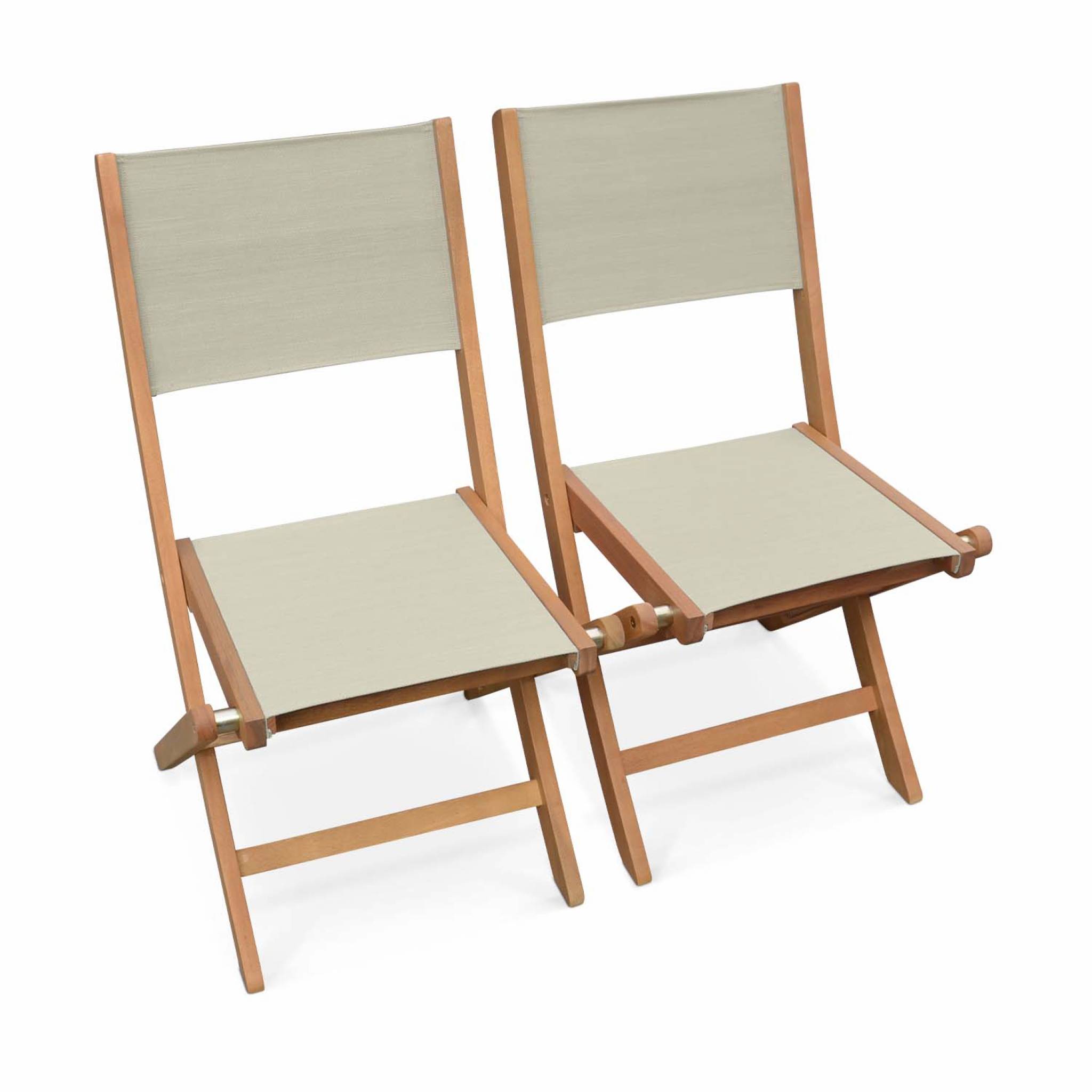 Sweeek - Chaises De Jardin En Bois Et Textilène - Almeria Gris Taupe