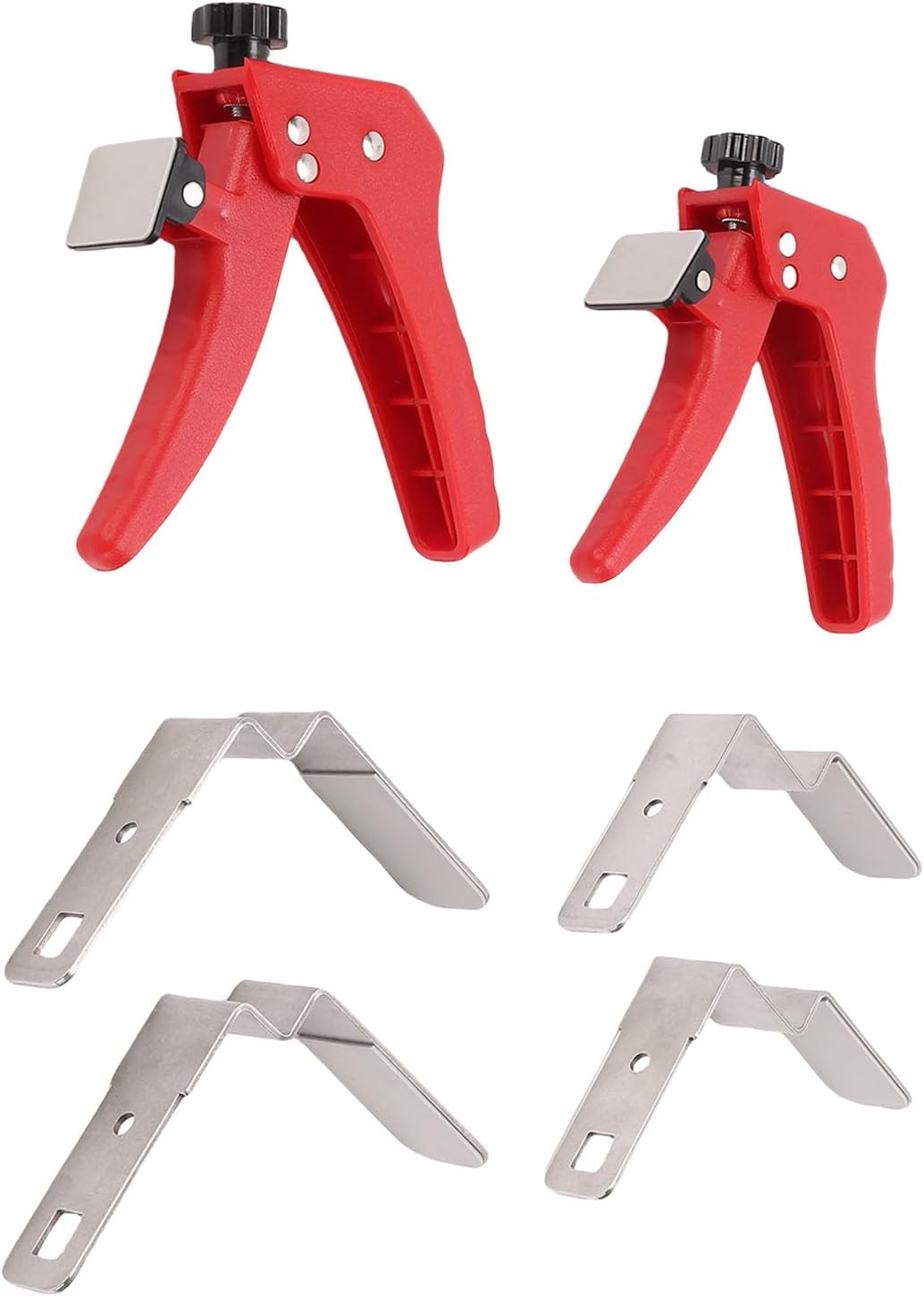 Presse pour façades de tiroirs en acier inoxydable 2 mm, patins caoutchouc, lot de 2
