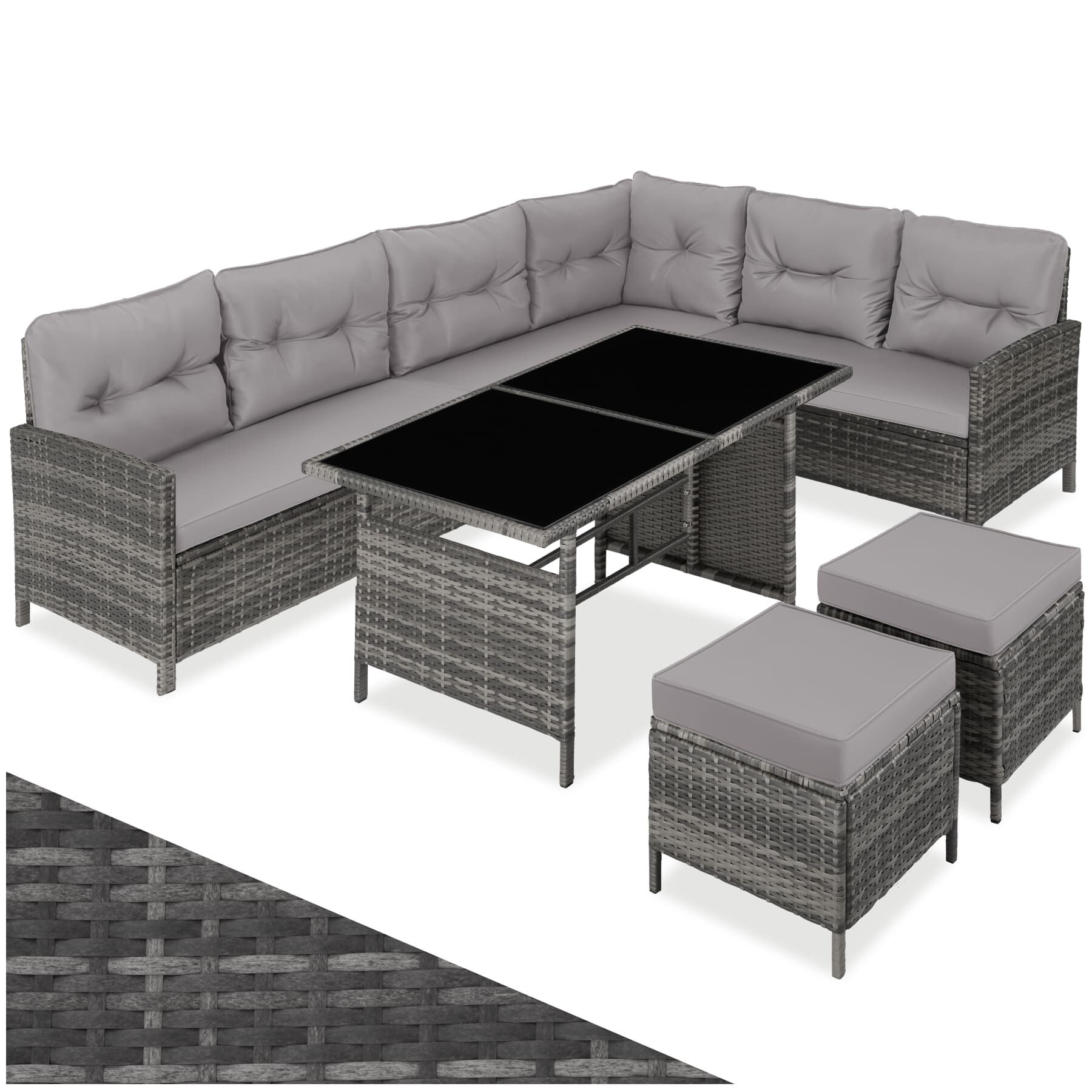 Canapé De Jardin Lounge En Rotin 6-8 Places Gris/beige