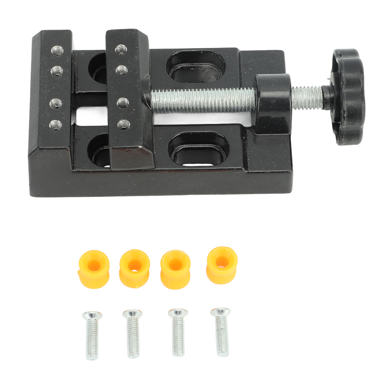 Mini étau d'établi en alliage d'aluminium usiné CNC, mâchoires plates pour objets ronds ou irréguliers, 105 x 57 x 35 mm, lot de 1 avec 4 vis de fixation