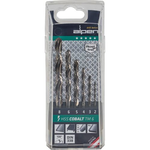 Alpen - Hss Cobalt Spiralbohrer Kurz 2 - 8 Mm 6-Tlg Satz In Kunststoffkassette
