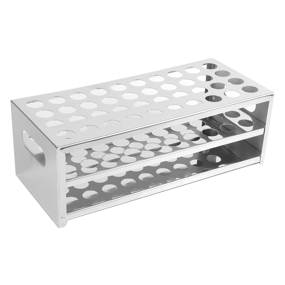 Portoir à tubes à essai en acier inoxydable 304, 40 trous, double niveau, 18,5 mm