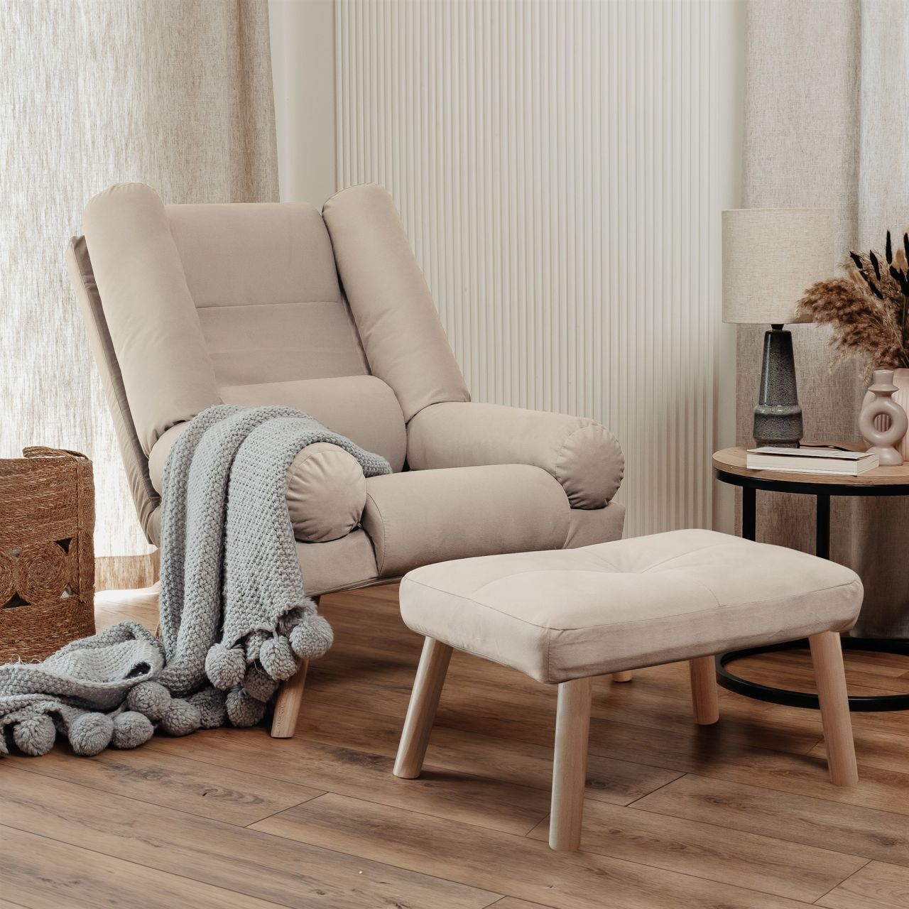Fun Möbel Beige Relaxsessel Sessel Ariel Inkl. Hocker In Stoff Trinity - Bild 2