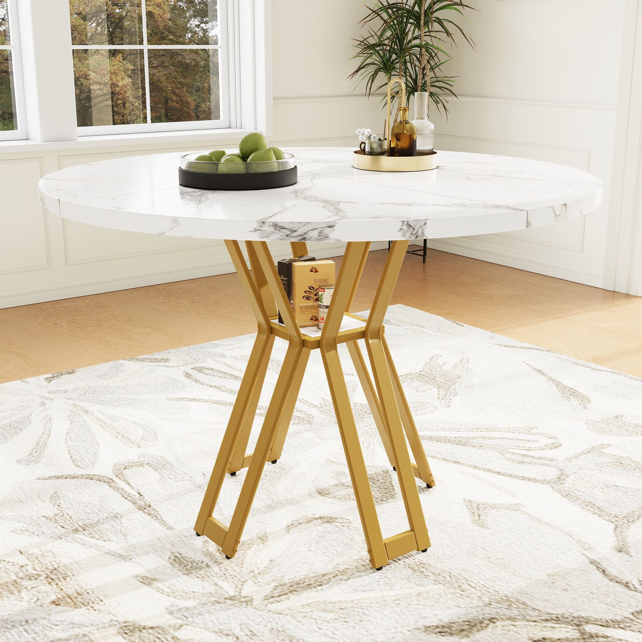 Neche – Table À Manger Ronde 100×100 Cm Pour 4 Personnes – Plateau Mdf