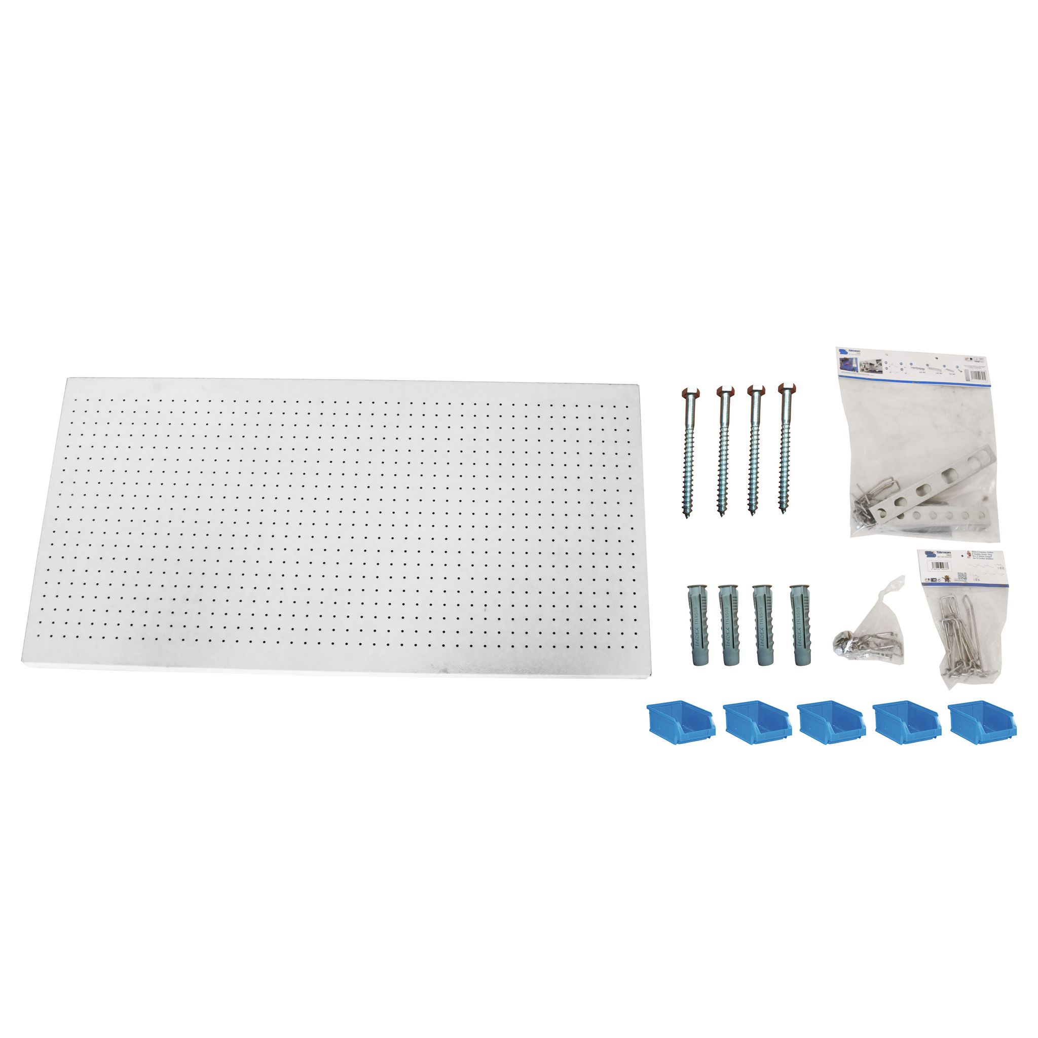 Panneau mural perforé porte-outils 600x1500 mm, 30 crochets, blanc
