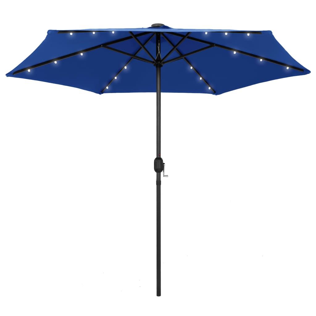 Parasol De Jardin/parasol Avec Led Et Mât En Aluminium 270 Cm Bleu